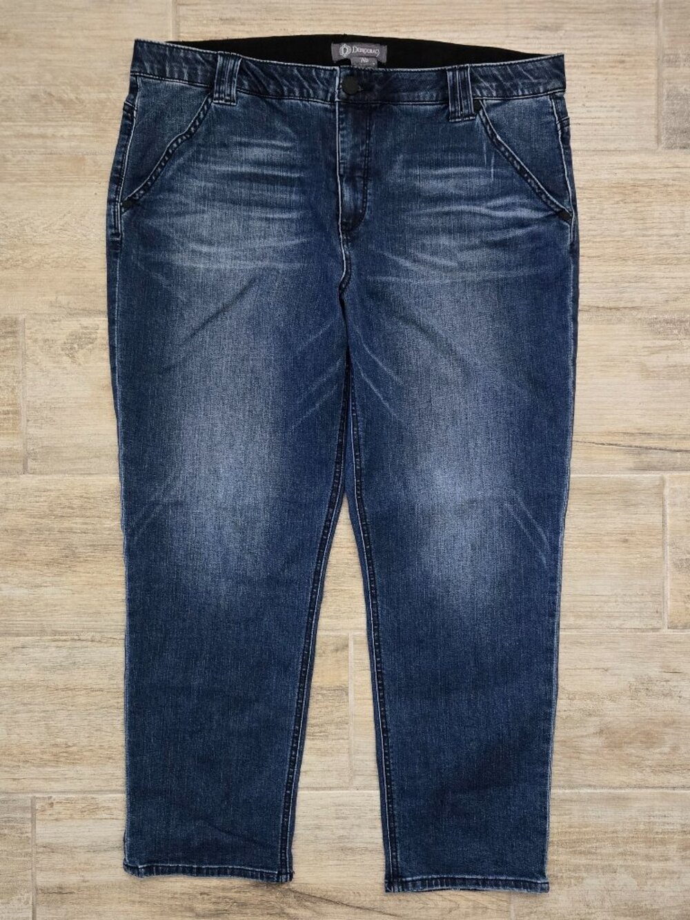 Democracy Ab Tech Relaxed Fit Jeans Womens Dark Wash Blue Shaping Stretch 16